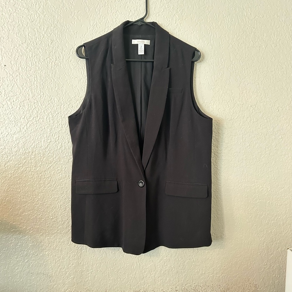 Chico's Black Tailored Vest with Lapel Collar